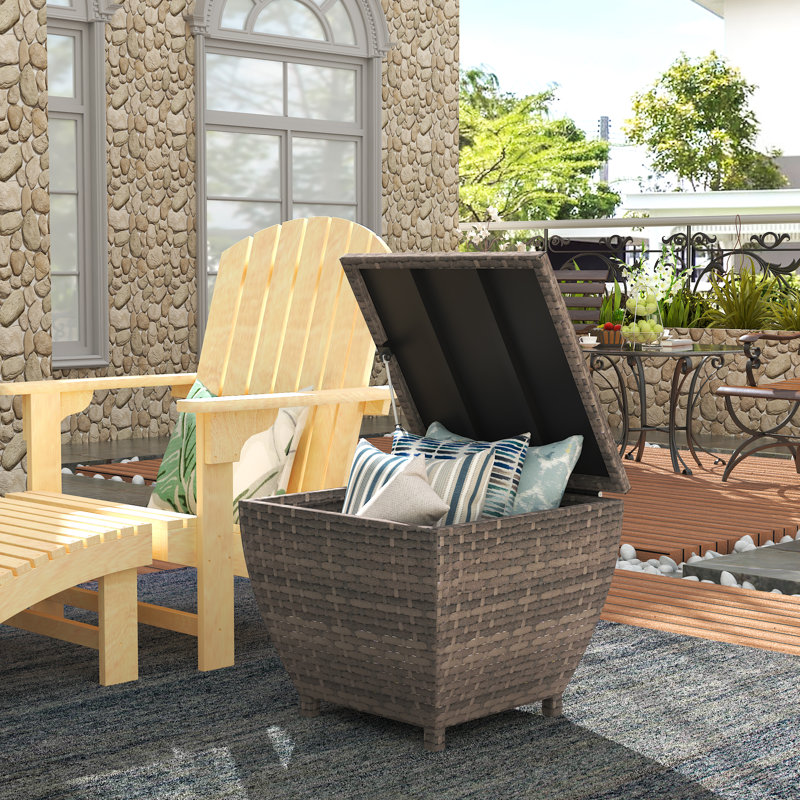 Aura Outdoor 19.68'' W 13 Gallons Wicker Deck Box, Gray