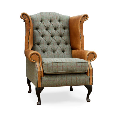 Highlandville Upholstered Wingback Chair with Footstool