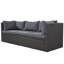 Lit de jour d'extérieur rectangulaire pour patio avec auvent rétractable, siège modulaire en osier avec coussins lavables, cour arrière, porche-725537227