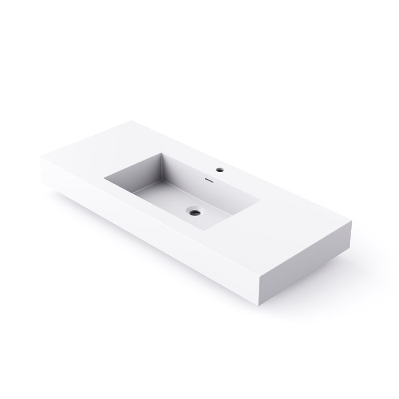 Contemporary Matte White Stone Resin Wall-mount Basin For Sophisticated Bathroom Aesthetics