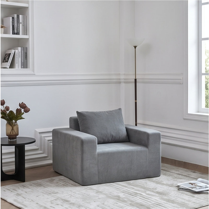 Canapé en mousse à mémoire de forme haute, siège pour adulte, sans assemblage, housse lavable, gris