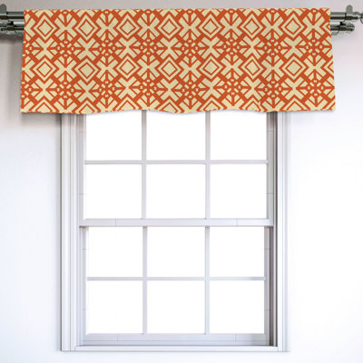 Sateen Geometric Ruffled Window Valance