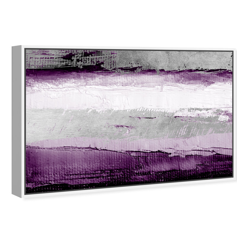 «Abstract Envision and Elevate Violet», impression, Cadre blanc, H 30 po x l 45 po, Blanc
