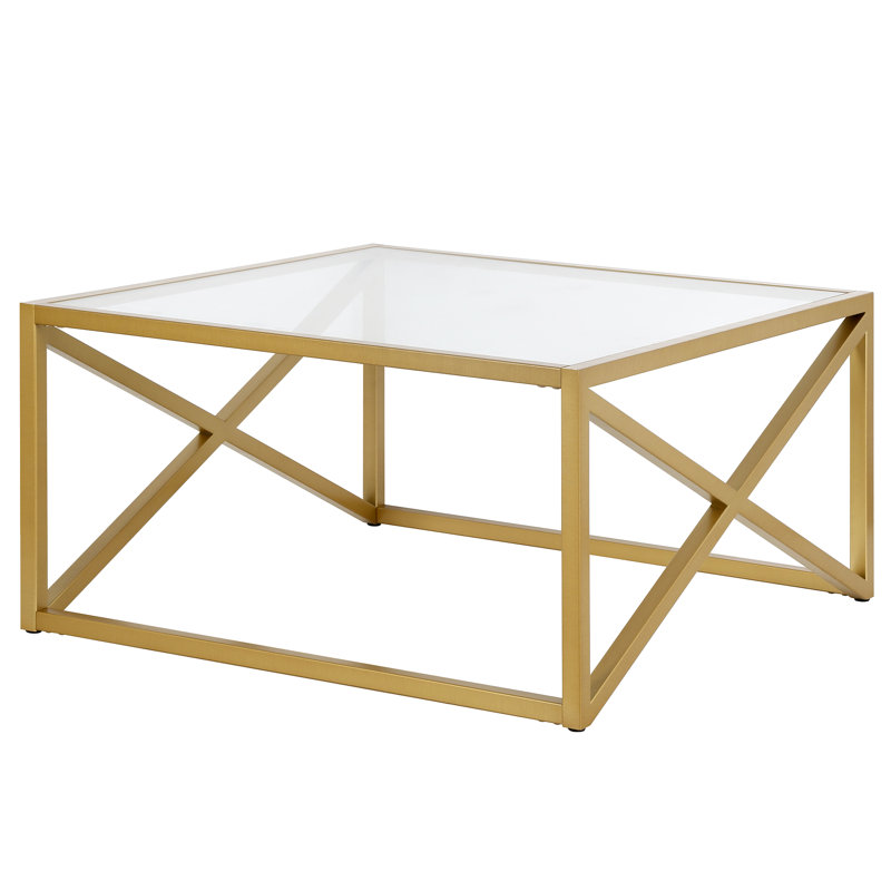 Calix Cross Legs Coffee Table, Brass