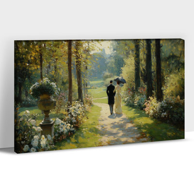 Vintage Countryside Canvas Wall Art – Sunlit Spring Wildflower Meadow Landscape Painting, Gallery-Wrapped Farmhouse Wall Decor, Floral Canvas Poster Picture Print for Bedroom, Living Room, 16×32 Inches