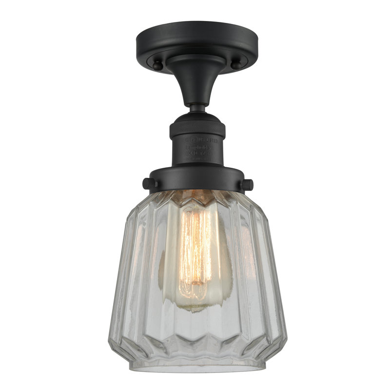 Arbogast Flush Mount, Clear, 6 Watt Vinage LED Bulb, Matte Black