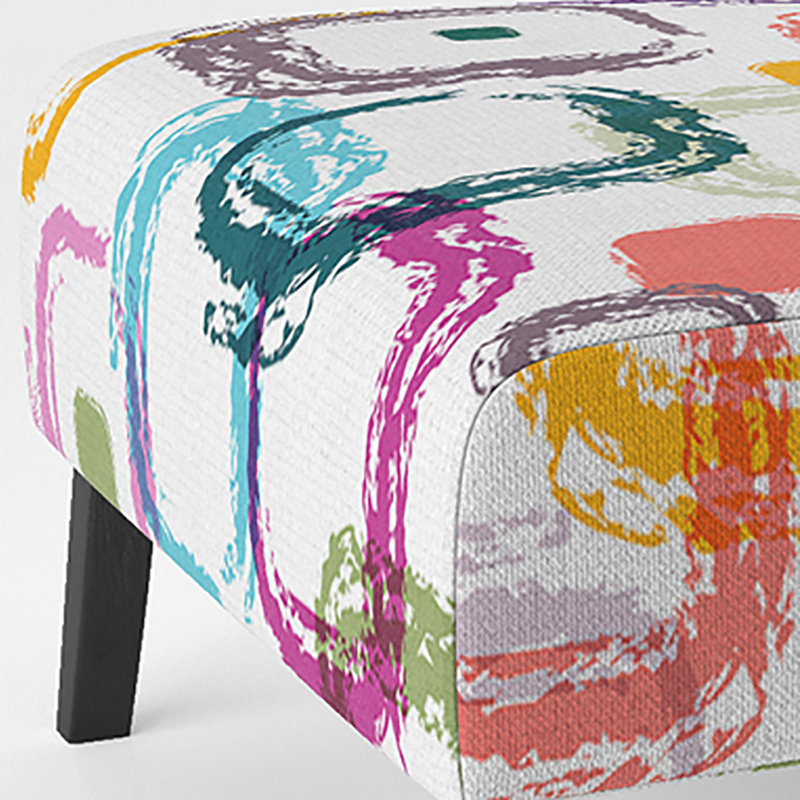 Multicolor Squares Geometric - Upholstered Patterned Accent Slipper Chair