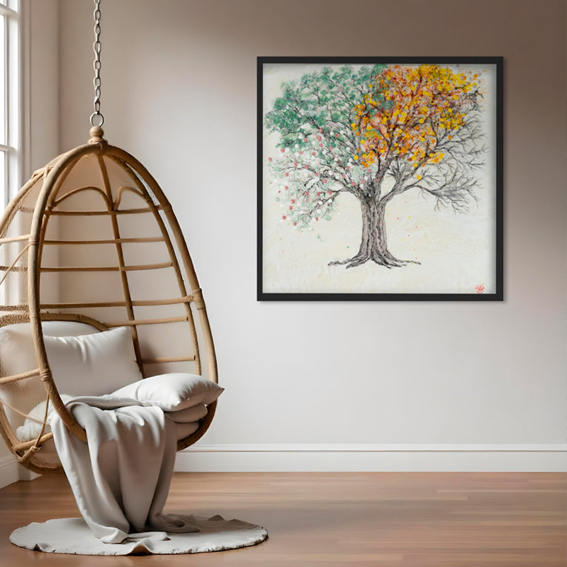 "Changer les saisons", art mural sur toile, H 12 po x l 12 po, Cadre flottant noir