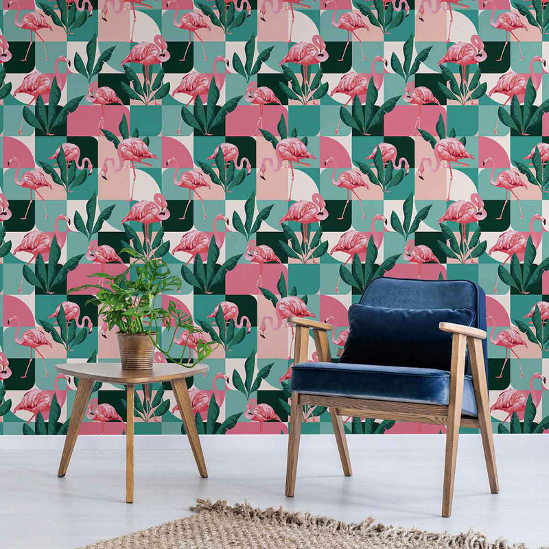 Panneau de papier peint adhésif Flamingo, L 126 po x l 24 po