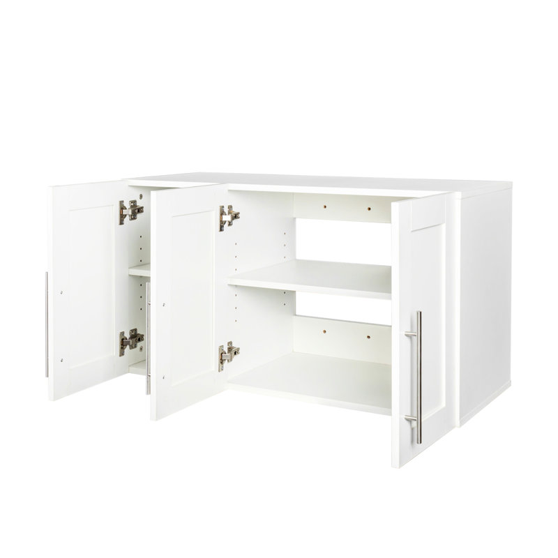 White Stackable 16.07"d X 36.01"w 19.98"h Wall - Mounted Storage Cabinet, With Movable Shelves For Creative Solutions Cabinet In White, Kitchen And Home Office