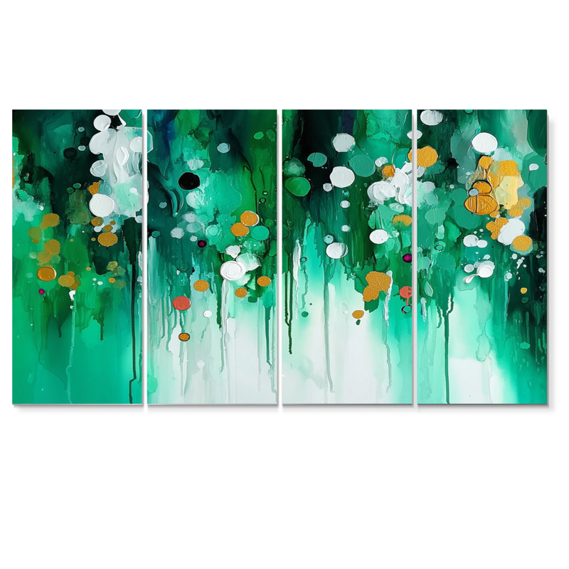 Encre liquide discrète à encre liquide III - Floral - Art mural moderne pour le salon, H 32 po x l 64 po, 4