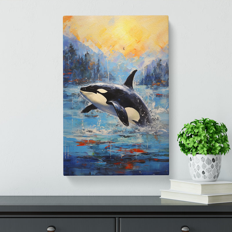Orca Whale Impressionism - Print, 50cm H x 35cm W x 3cm D