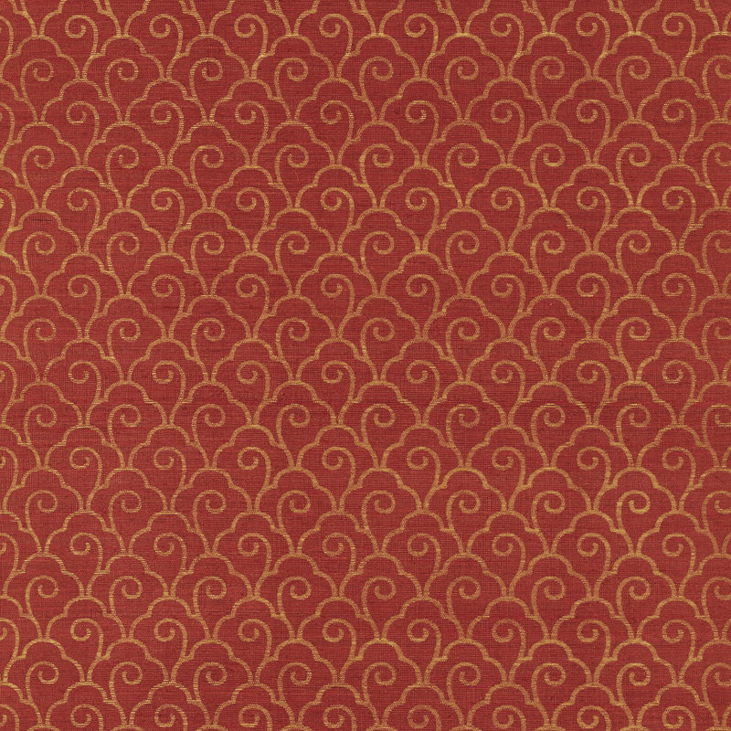 Scallop Filigree Sisal Wallpaper, Gold On Lacquer