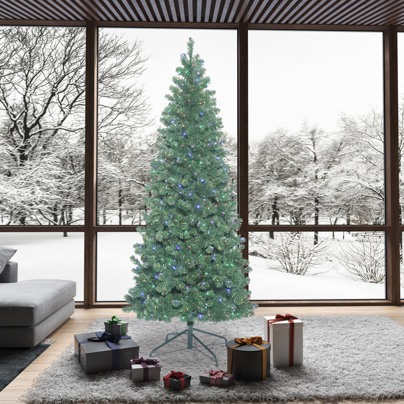 Oregon Green Fir Artificial Christmas Tree with Stand, 9.5' H, Multi-colored LED