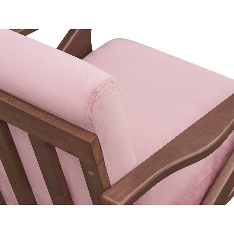 Zola Upholstered Accent Armchair, Walnut, Blush Velvet