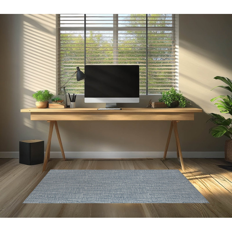 Tapis de bureau léger décoratif Grer, L 5 pi x L 3 pi, Bleu