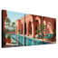 «Terracotta Courtyard with Pool and Palm Plants», ensemble de 3 toiles murales-131252940