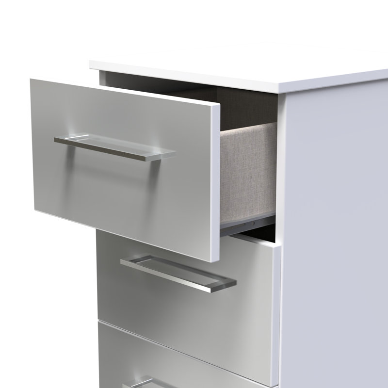 Talhaa 4 Drawer Bedside Cabinet (Ready Assembled), Uniform Grey/White