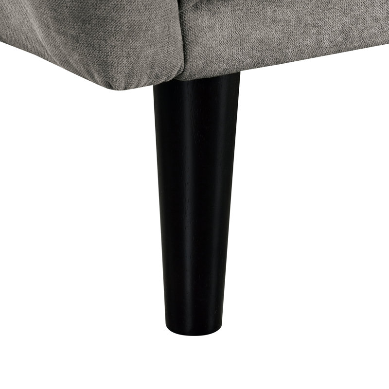Futon gris contemporain qui se transforme en lit, avec bras de rail souple, dossier cannelé, support de dossier en fer, revêtement en tissu, largeur de 81 pouces