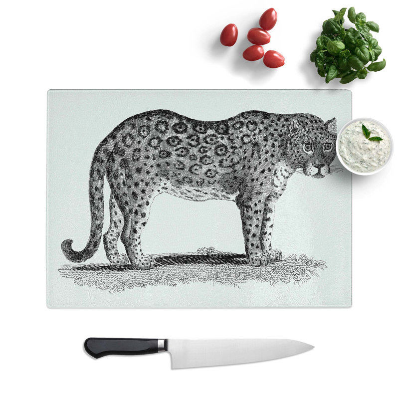 Glass Leopard in Black & White by George Shaw Chopping Board, 39 cm W x 28.5 cm L