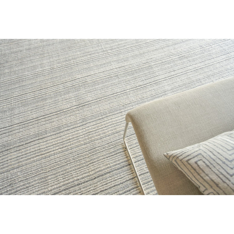 Rossini Striped Area Rug in Silver/Ivory, Rectangle 2' x 3'