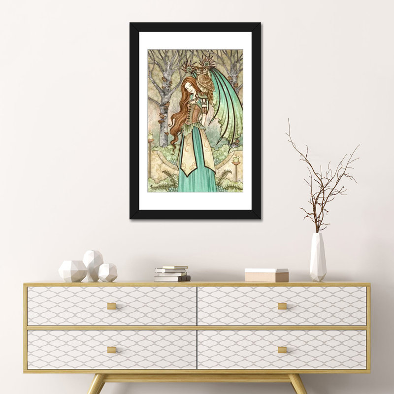 Jardin de la sagesse, H 24 po x l 16 po x P 1 po, Blanc, Papier avec cadre noir ouvert