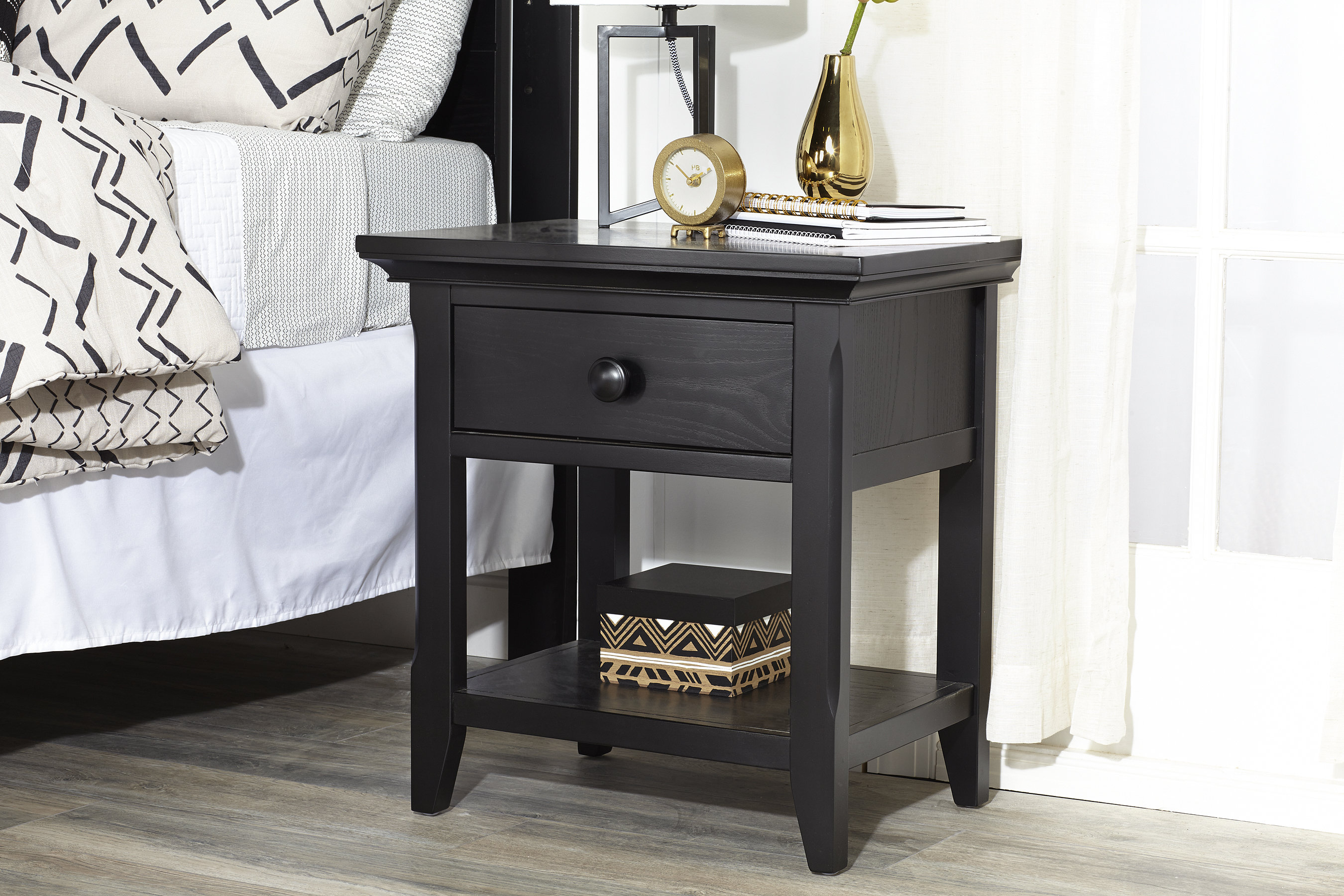 Lark Manor™ Bedroom Mid Century Modern Nightstand Bed Side Table Solid ...