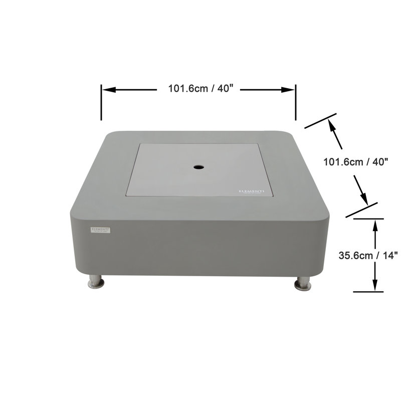 Space Gray Square Ethanol Fire Pit Table with Stainless Steel Burner