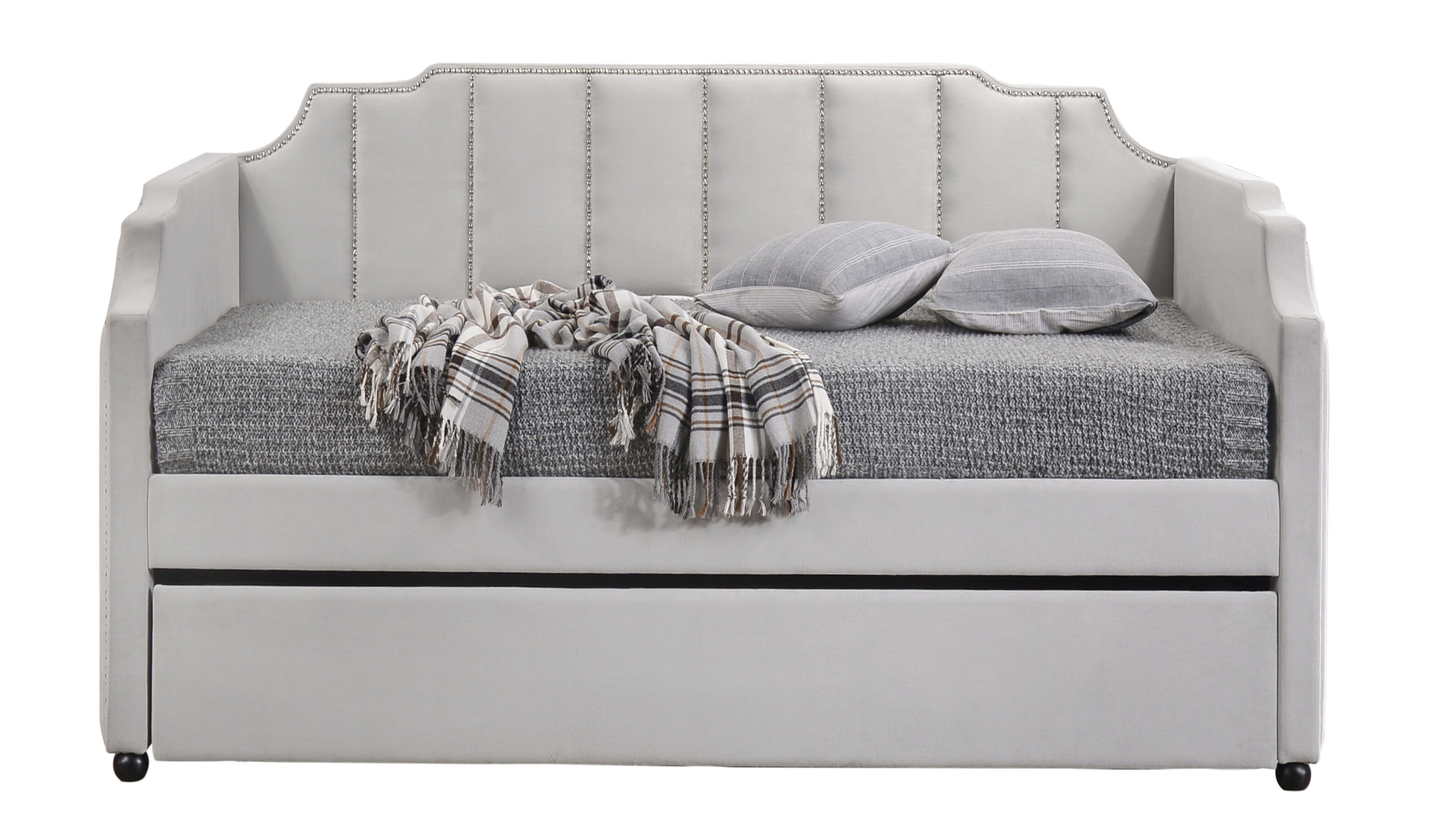 Plethoria Amelyn Dove Grey Daybed with Trundle Bed Wayfair