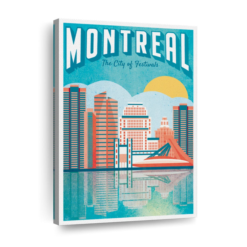 Montréal, affiche rétro sur toile, H 48 po x l 32 po x P 1,25 po