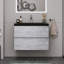 Meuble-lavabo mural moderne avec cuve en quartz noir-129599556