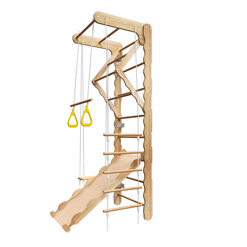 Ensemble de triangle d'escalade en pin naturel pour tout-petits, pliable