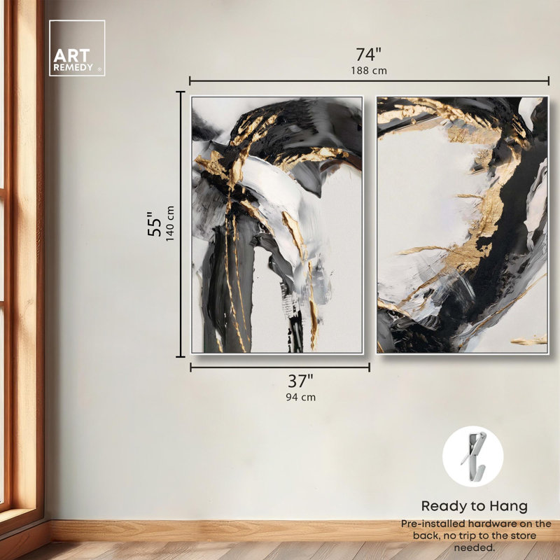Art mural Aurea Flow, impression sur toile par Art Remedy, cadre blanc, 36 x 54, H 55 po x l 37 po, Cadre blanc