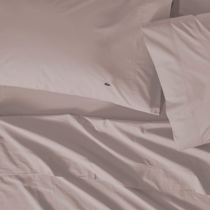 Ensemble de draps en percale de coton Lacoste Center Line, Rougir, Ensemble literie pour lit simple