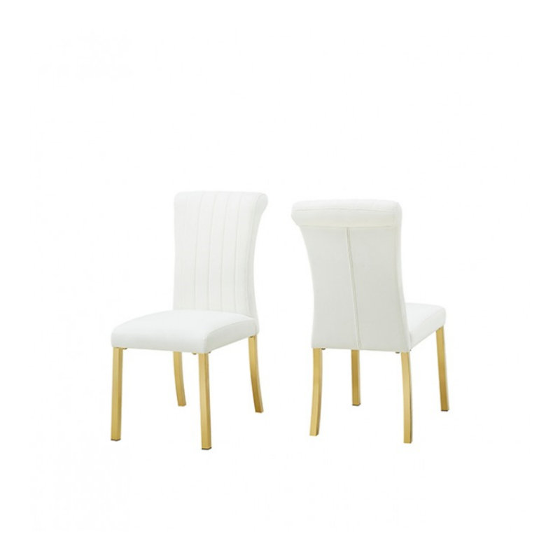 Chaise d'appoint Fynn (ensemble de 2), Blanc, Doré