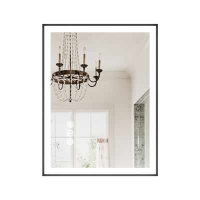 Miroir de salle de bain 60 x 40 pouces à DEL intelligent avec luminosité à intensité variable de 10% à 100%, 3 températures de couleur, - mode brouillard, CV d'interrupteur mural, verre trempé de 5 mm avec réglage, réglages de température,