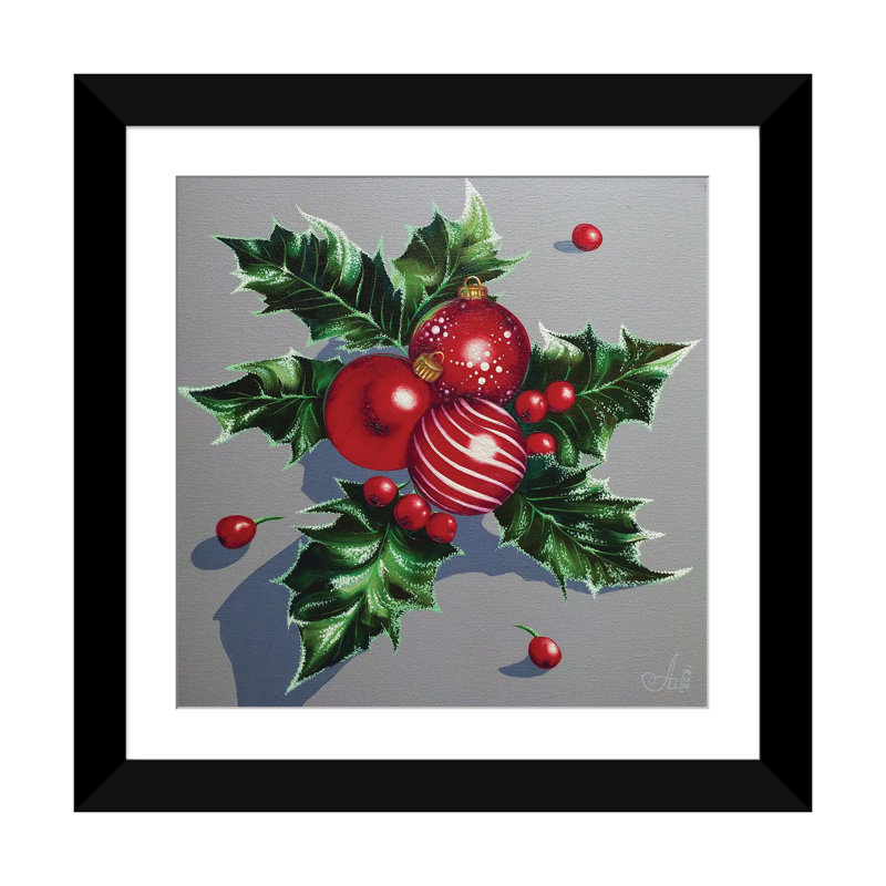 «Christmas Joy» - reproduction d'art murale - papier d'art encadré, H 24 po x l 24 po, Noir