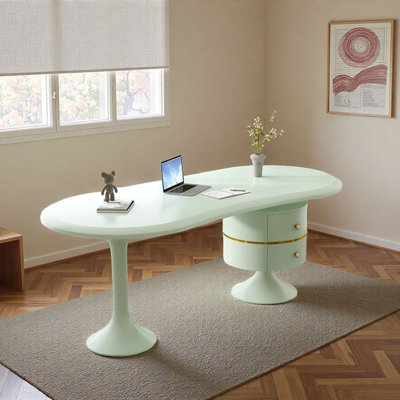 Bureau d'écriture et bureau d'ordinateur bleu sarcelle à deux tiroirs