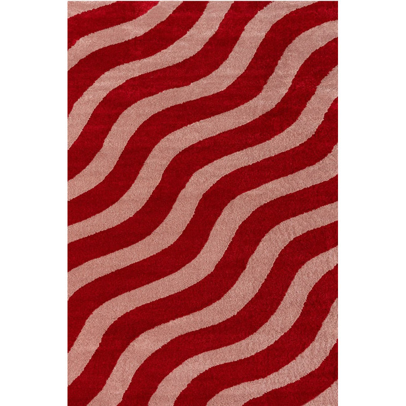 Joli Wavy Area Rug Soft Dense Pile for Living Rooms and Bedrooms, Red/Pink, Rectangle 120 x 170 cm