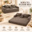 Canapé-lit de plancher convertible en velours côtelé de 72 po de large Orelvansique avec console porte-gobelet amovible et 2 coussins décoratifs-152820002