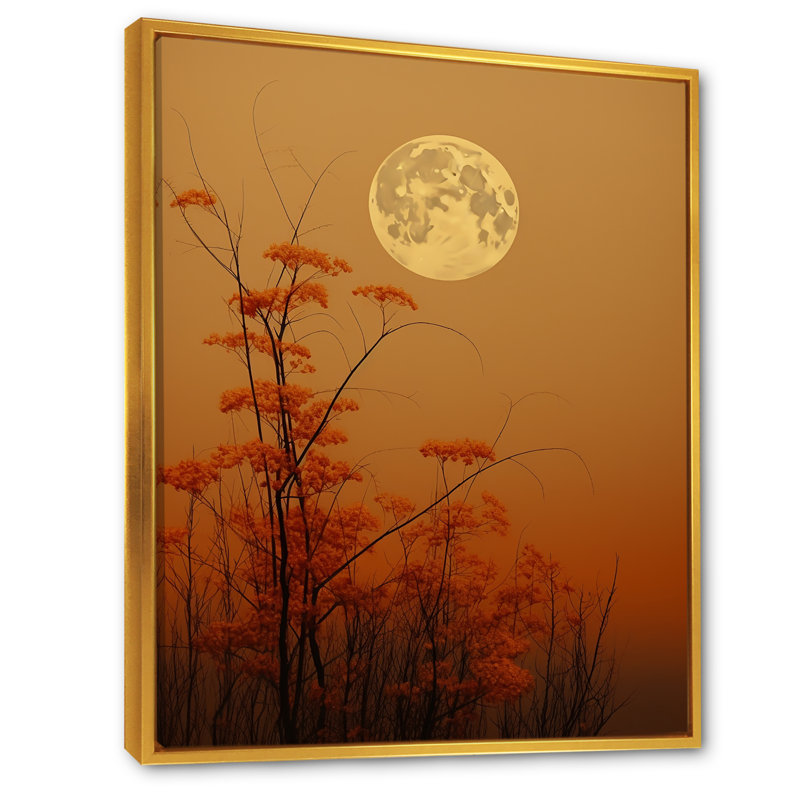 Paysage de lune lune et récolte de miel, H 32 po x l 16 po x P 1 po, Cadre flottant doré
