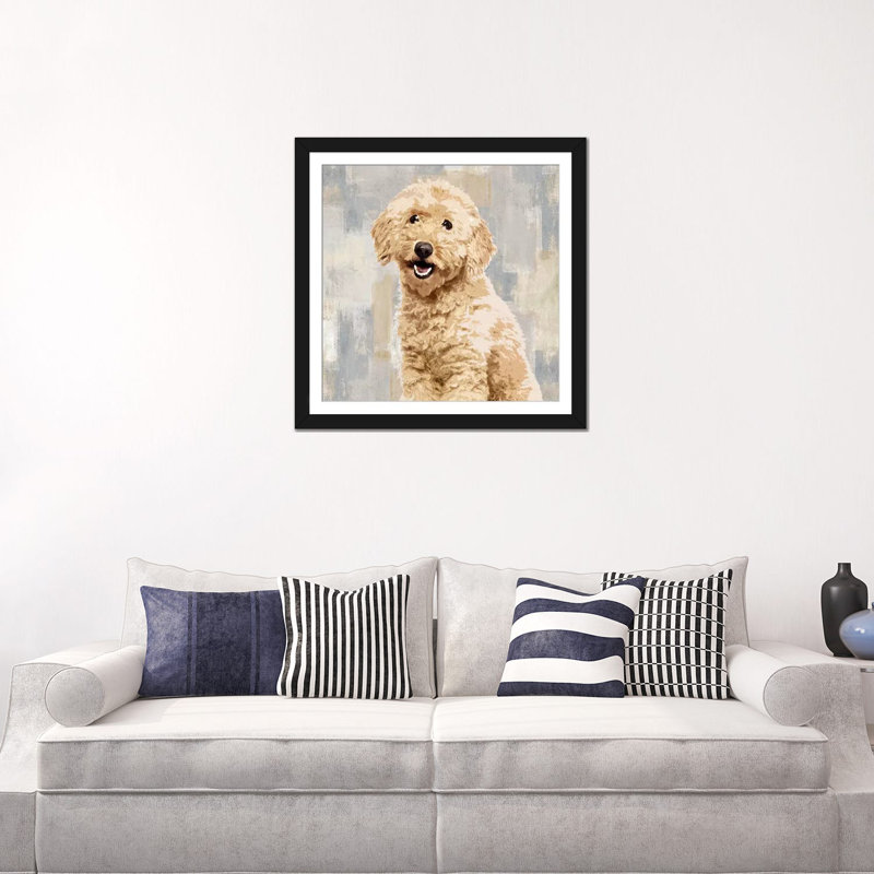 «Poodle», reproduction sur toile, Papier beaux-arts encadré noir, Blanc, H 16 po x l 16 po x P 1 po