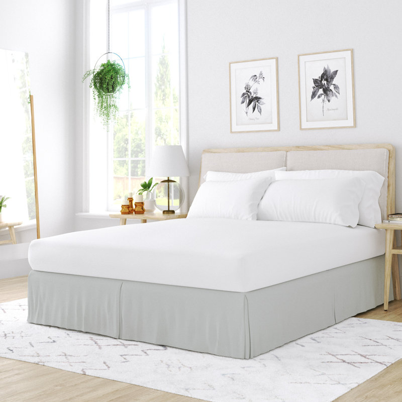 Light Gray Twin Cotton Polyester Pleated Bed Skirt