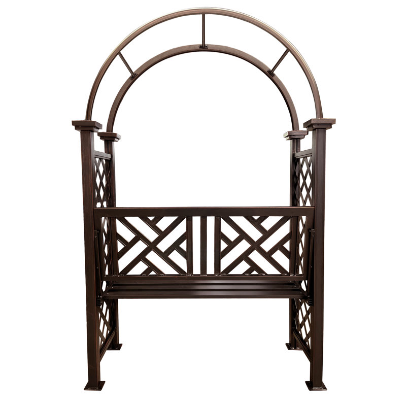 Arche de jardin en aluminium avec banc 2 places, Bronze