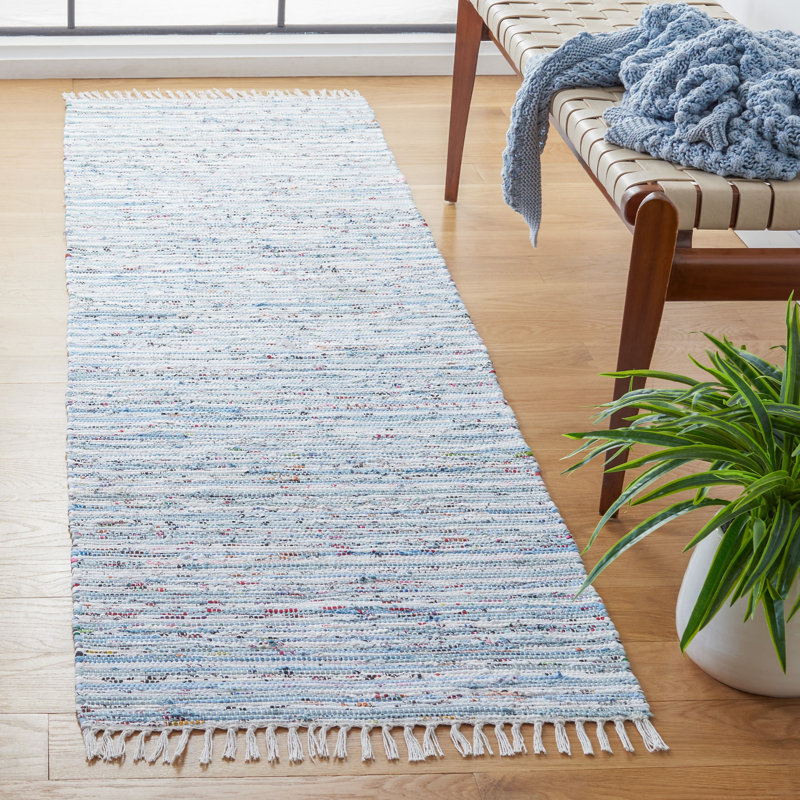 Fales Rug Hand Woven Cotton Striped Rug, Runner 2'6" x 12'