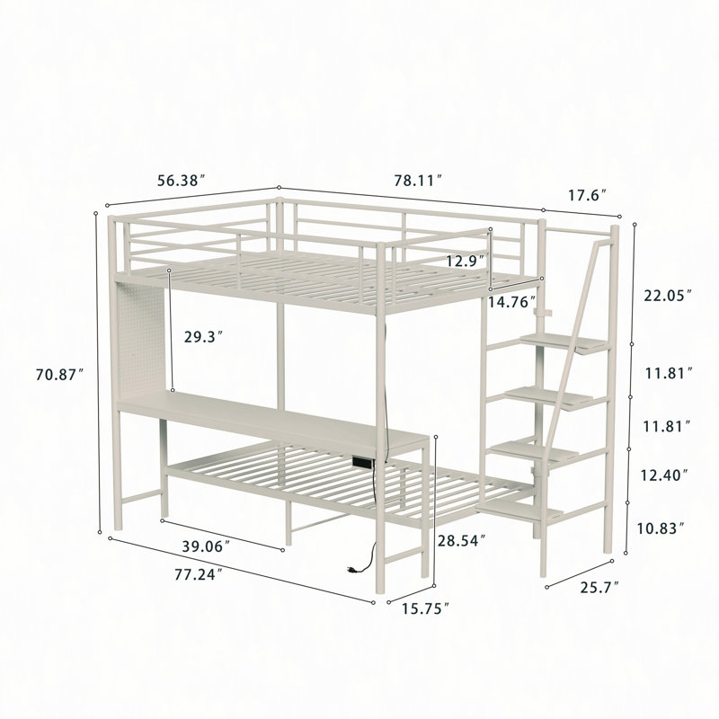 Bunk bed, LED light and charging socket