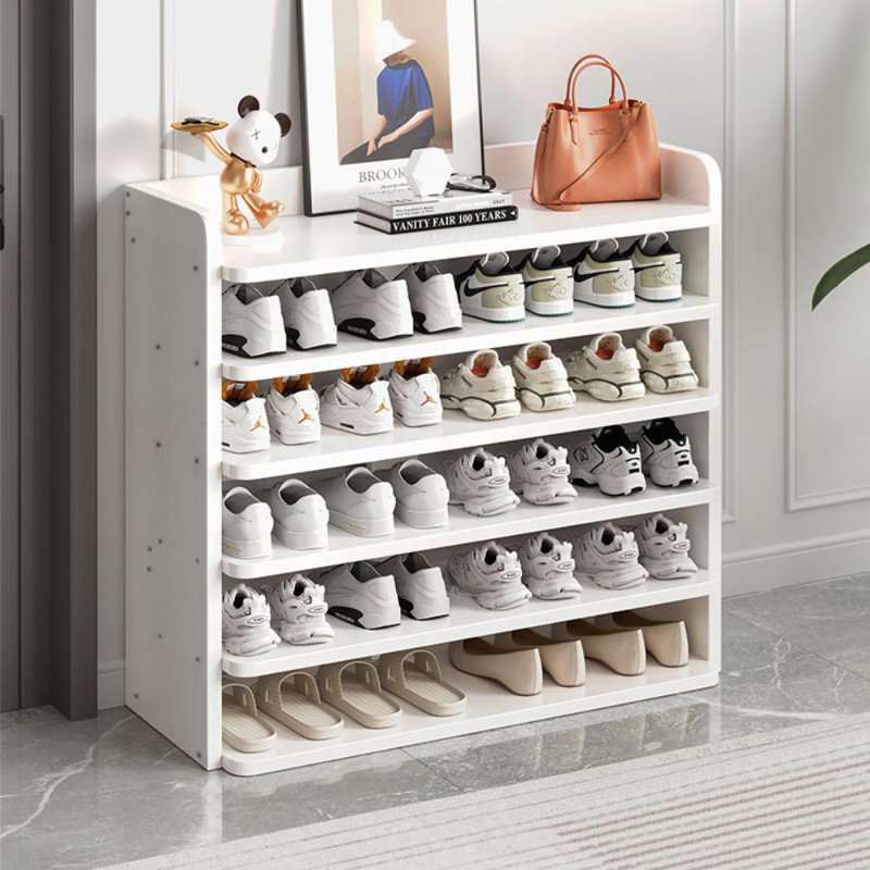 Warm white MDF shoe cabinet, 88cm x 82cm x 26cm, 6
