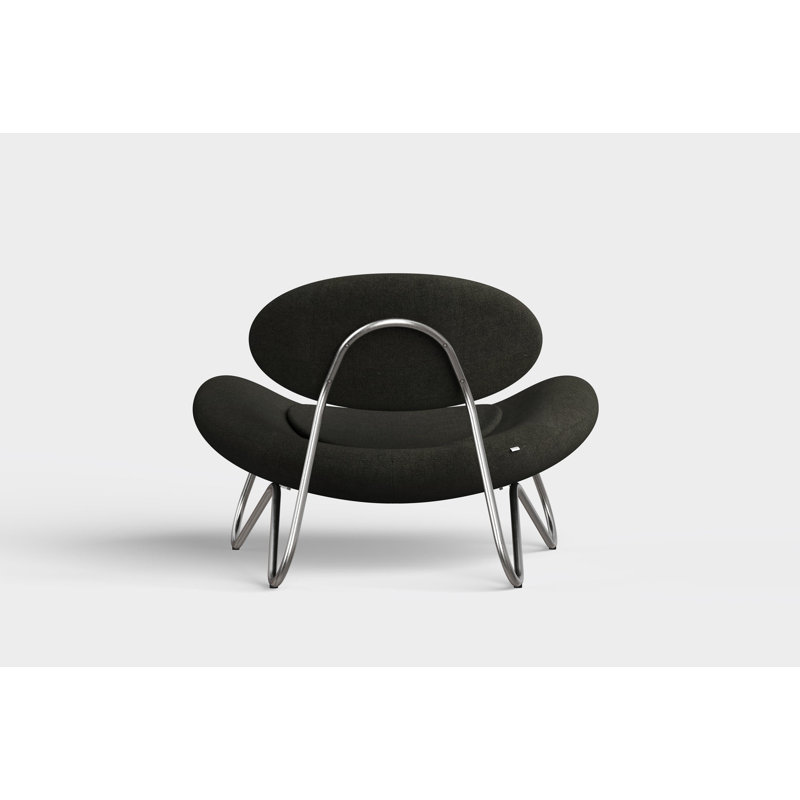 Meadow Lounge Chair, Black Painted Steel Frame, Brushed Stainless Steel, Natural Polyester Blend