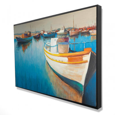 Bateaux de pêche à la marina - décor de toile de bateau côtier