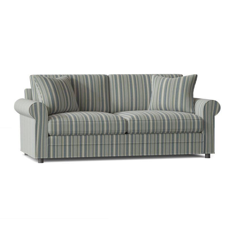 Edgeworth Upholstered 85'' Sofa, Green and Blue Stripe; 0252-54, Air Dream Mattress